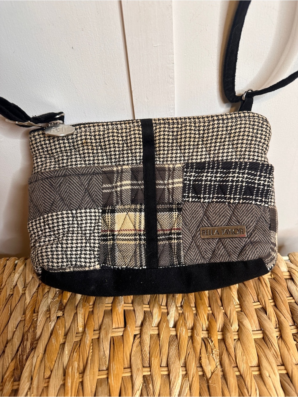 Bella Taylor Black & Gray Patchwork Crossbody
